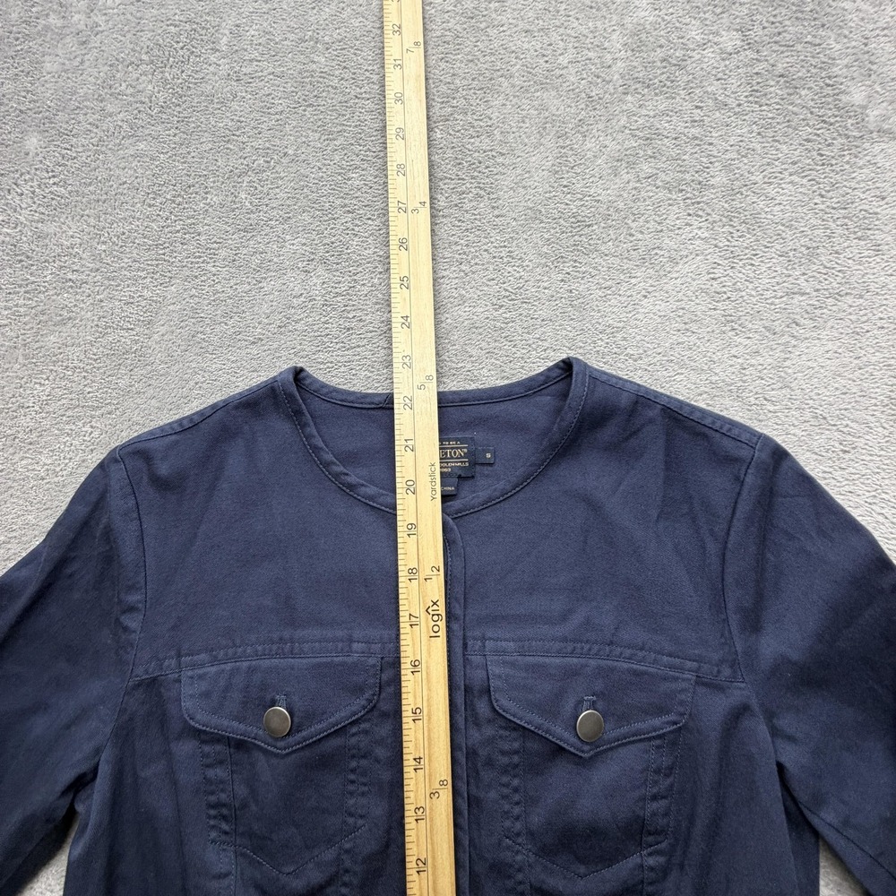 Pendleton Jacket Womens S Blue Collarless Short Twill Snap Pockets Unlined - Picture 4 of 6